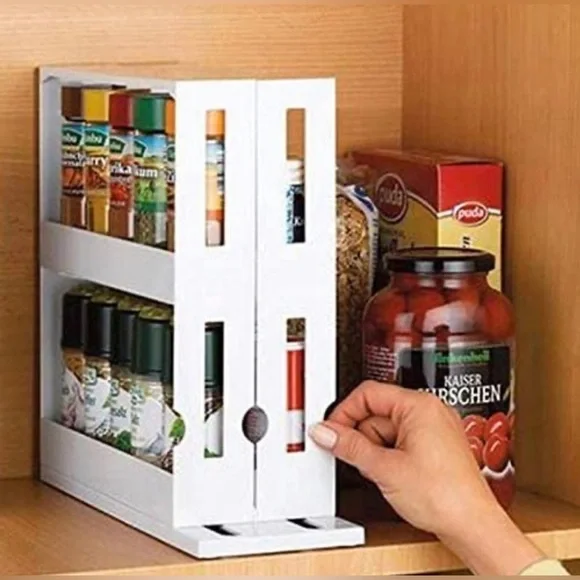 Rotating Spice Rack Organizer, Double Layer Spice Jar Holder - Picture 4 of 9